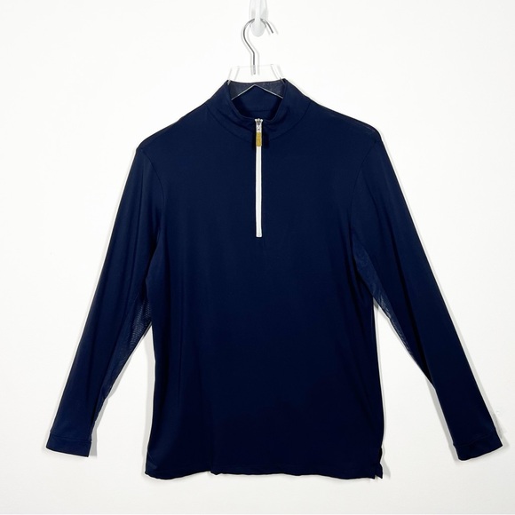 The Tailored Sportsman Womens Size Large Navy Blue Quarter Zip Long Sleeve Shirt - Picture 3 of 14